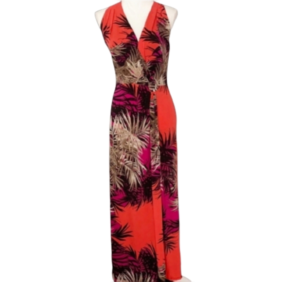 Roz & Ali Dresses & Skirts - Vibrant Hawaiian Print Sleeveless Women's Long Summer Dress Size 14 Roz & Ali